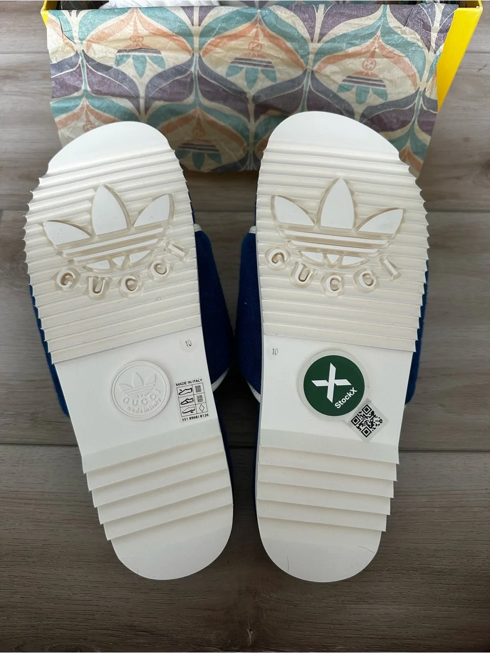 Gucci X Adidas Royal Blue Plush Slides